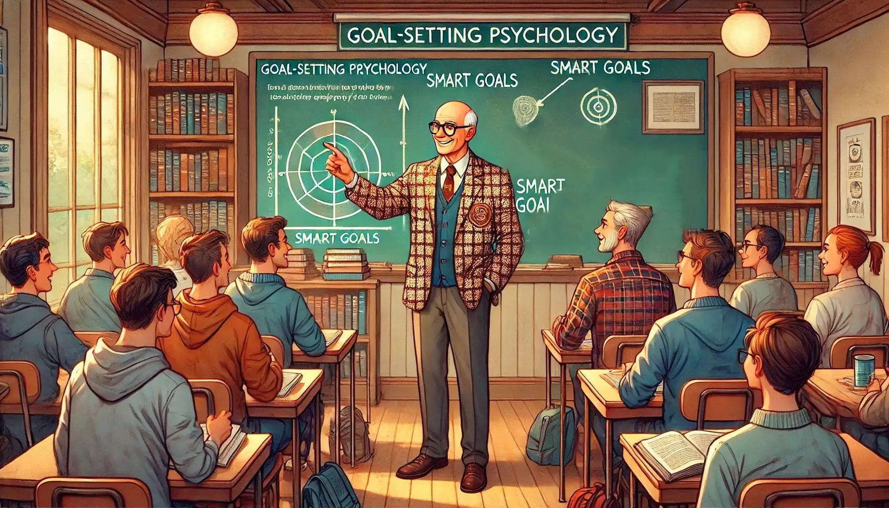 Professor teaches SMART goals in classroom.